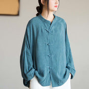 Buddha Stones Frog-Button Long Sleeve Shirt Zen Tai Chi Meditation Top Hanfu Clothing Jacket