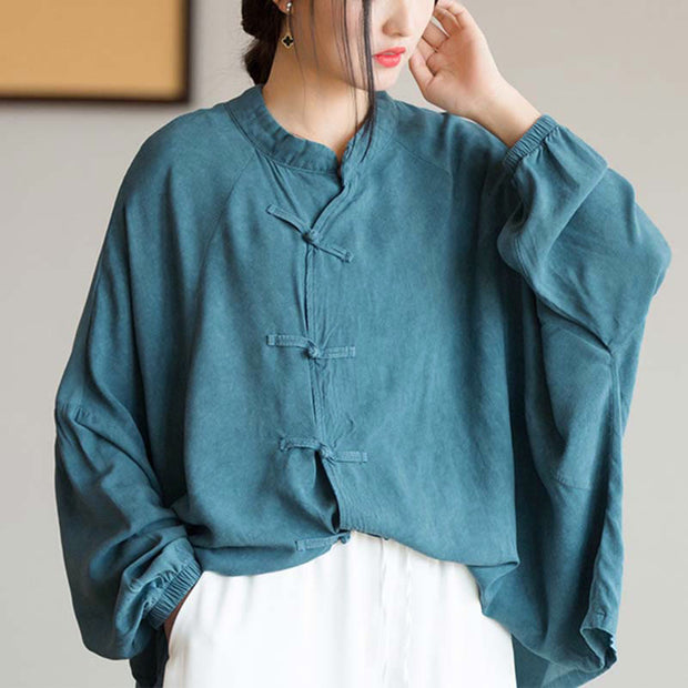Buddha Stones Frog-Button Long Sleeve Shirt Zen Tai Chi Meditation Top Hanfu Clothing Jacket