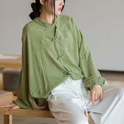 Buddha Stones Frog-Button Long Sleeve Shirt Zen Tai Chi Meditation Top Hanfu Clothing Jacket