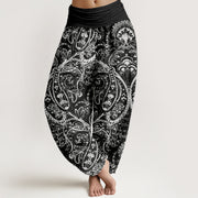 Buddha Stones Pure Cotton Flowers Paisley Patterns Women's Elastic Waist Harem Pants