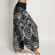 Buddha Stones Pure Cotton Flowers Paisley Patterns Women's Elastic Waist Harem Pants