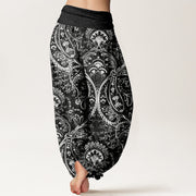 Buddha Stones Pure Cotton Flowers Paisley Patterns Women's Elastic Waist Harem Pants