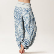 Buddha Stones Pure Cotton Flowers Paisley Patterns Women's Elastic Waist Harem Pants