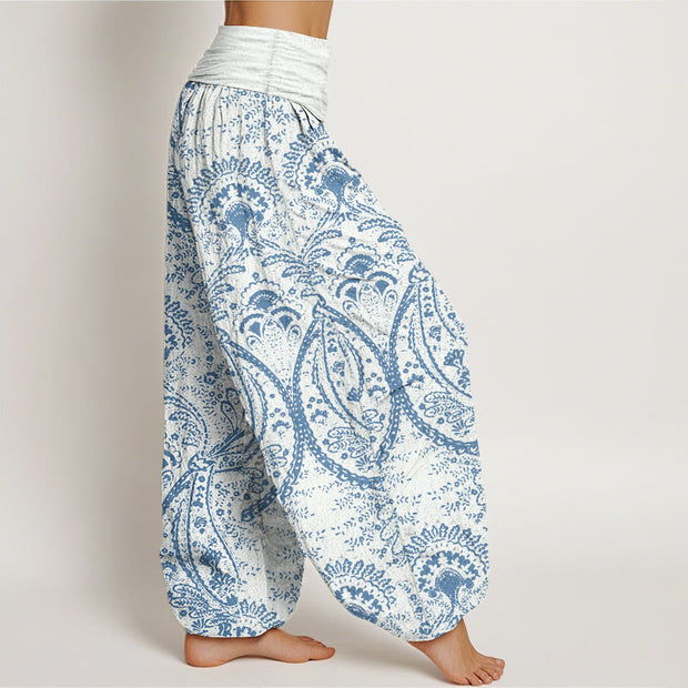 Buddha Stones Pure Cotton Flowers Paisley Patterns Women's Elastic Waist Harem Pants