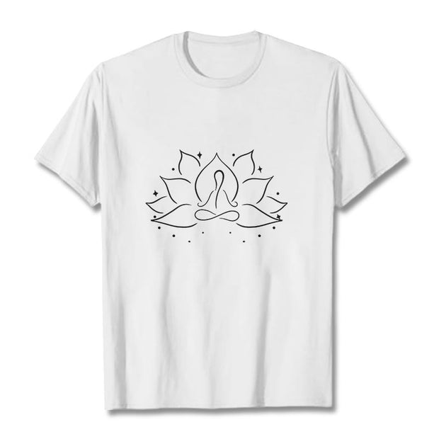 Buddha Stones Lotus Flower Meditative Yoga Pose Design Tee T-shirt