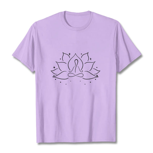 Buddha Stones Lotus Flower Meditative Yoga Pose Design Tee T-shirt