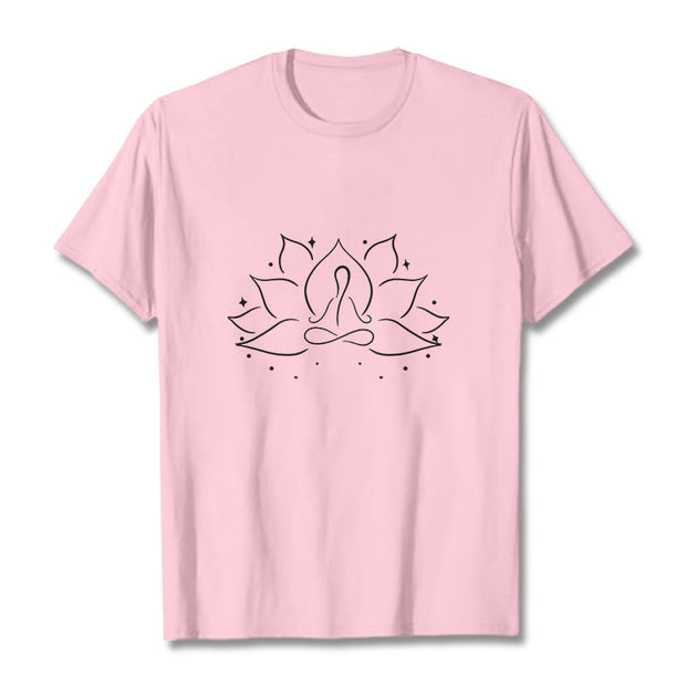 Buddha Stones Lotus Flower Meditative Yoga Pose Design Tee T-shirt