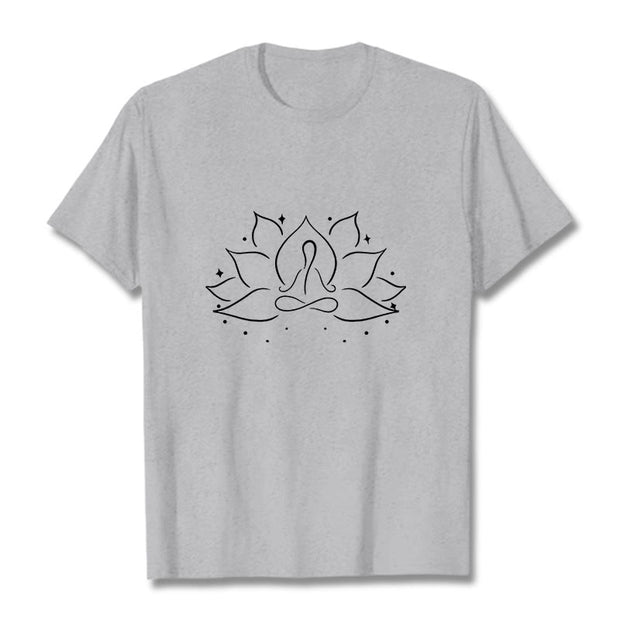 Buddha Stones Lotus Flower Meditative Yoga Pose Design Tee T-shirt