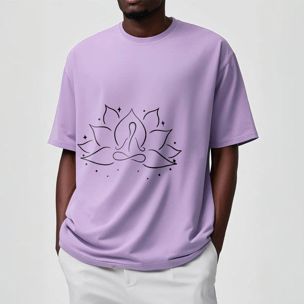 Buddha Stones Lotus Flower Meditative Yoga Pose Design Tee T-shirt
