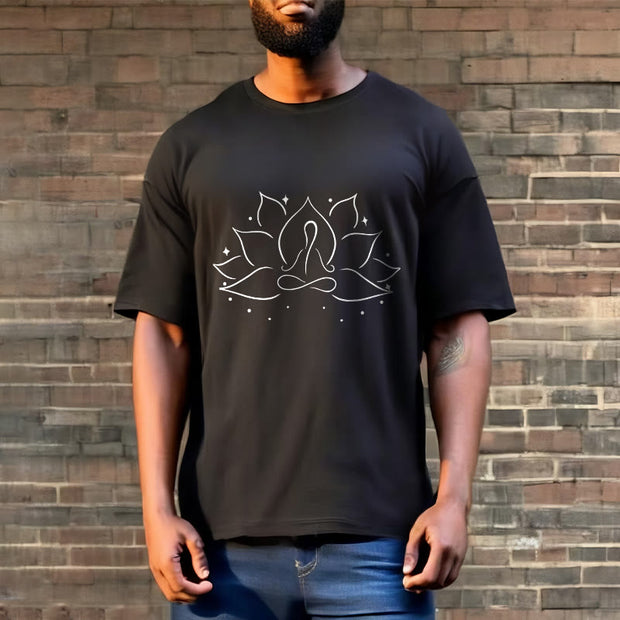 Buddha Stones Lotus Flower Meditative Yoga Pose Design Tee T-shirt
