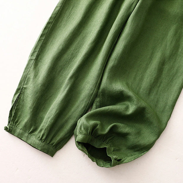 Buddha Stones Vintage Commute Side Slit Design 7-8 Length Women's Harem Cotton Linen Bloomers Pants With Pockets - image 5