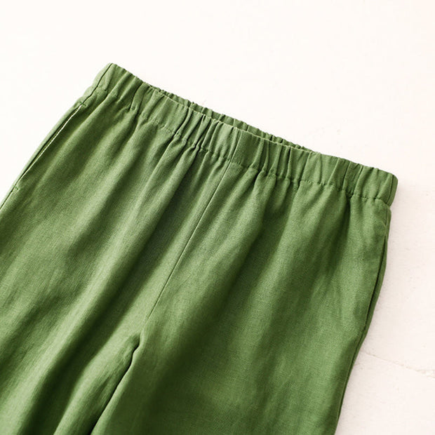 Buddha Stones Vintage Commute Side Slit Design 7-8 Length Women's Harem Cotton Linen Bloomers Pants With Pockets - image 2