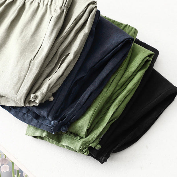 Buddha Stones Vintage Commute Side Slit Design 7-8 Length Women's Harem Cotton Linen Bloomers Pants With Pockets - image 27