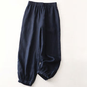 Buddha Stones Vintage Commute Side Slit Design 7-8 Length Women's Harem Cotton Linen Bloomers Pants With Pockets - MidnightBlue - US8-10，UK/AU12-14，EU40-42 (2XL) - image 19