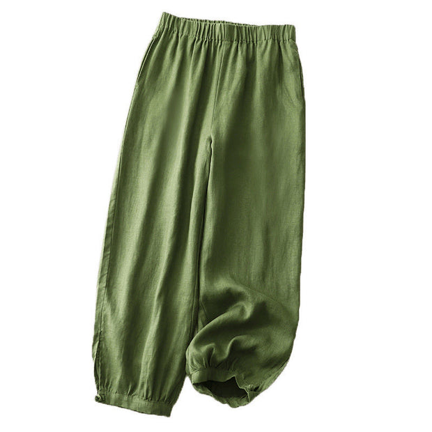 Buddha Stones Vintage Commute Side Slit Design 7-8 Length Women's Harem Cotton Linen Bloomers Pants With Pockets - image 7