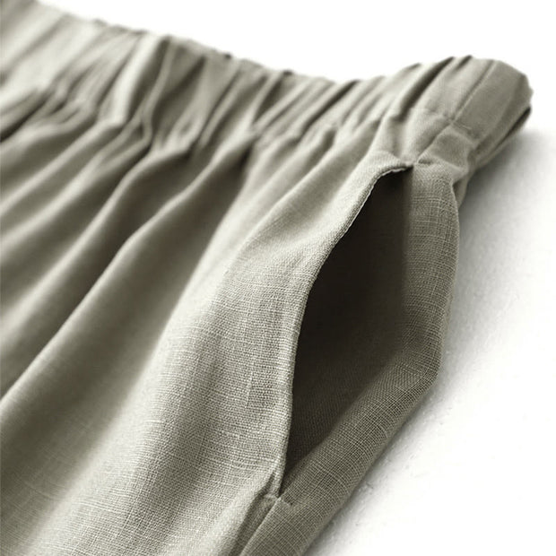 Buddha Stones Vintage Commute Side Slit Design 7-8 Length Women's Harem Cotton Linen Bloomers Pants With Pockets - image 16