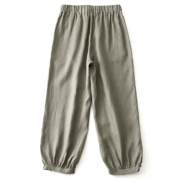 Buddha Stones Vintage Commute Side Slit Design 7-8 Length Women's Harem Cotton Linen Bloomers Pants With Pockets - image 15