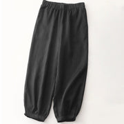 Buddha Stones Vintage Commute Side Slit Design 7-8 Length Women's Harem Cotton Linen Bloomers Pants With Pockets - Black - US8-10，UK/AU12-14，EU40-42 (2XL) - image 8