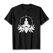 Buddha Stones Meditating Buddha Seated on Grass Tee T-shirt - Black - 2XL - image 1