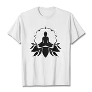 Buddha Stones Meditating Buddha Seated on Grass Tee T-shirt - White - 2XL - image 6