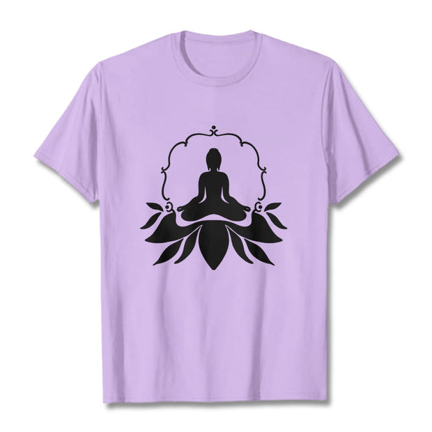 Buddha Stones Meditating Buddha Seated on Grass Tee T-shirt - Plum - 2XL - image 17
