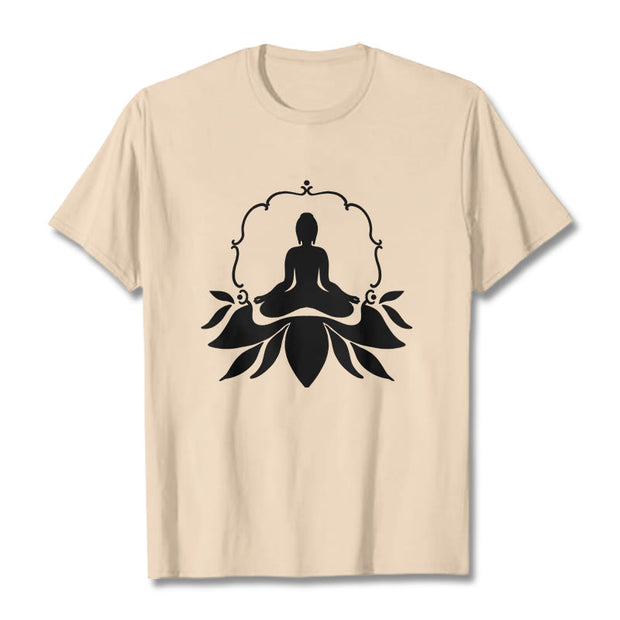Buddha Stones Meditating Buddha Seated on Grass Tee T-shirt - Bisque - 2XL - image 9
