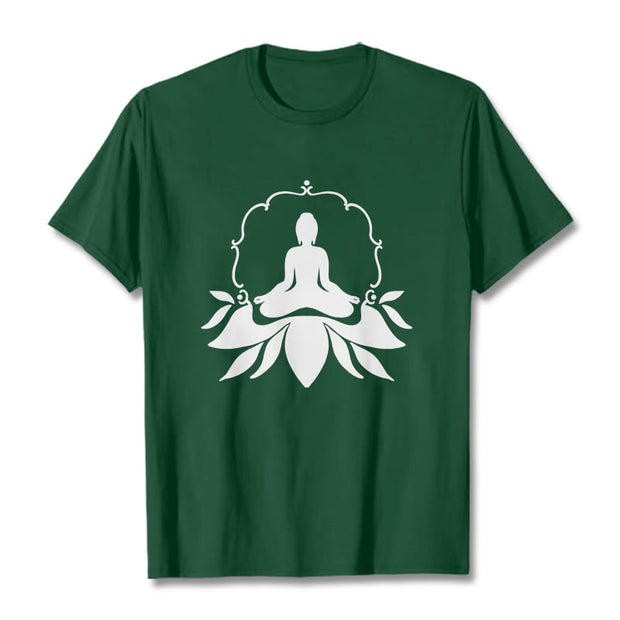 Buddha Stones Meditating Buddha Seated on Grass Tee T-shirt - ForestGreen - 2XL - image 11