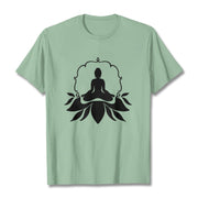 Buddha Stones Meditating Buddha Seated on Grass Tee T-shirt - PaleGreen - 2XL - image 15