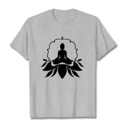 Buddha Stones Meditating Buddha Seated on Grass Tee T-shirt - LightGrey - 2XL - image 20