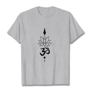 Buddha Stones Om Symbol Lotus Tee T-shirt - LightGrey - 2XL - image 11