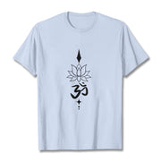 Buddha Stones Om Symbol Lotus Tee T-shirt - LightCyan - 2XL - image 14
