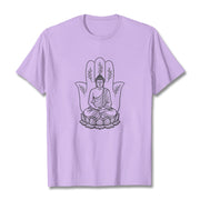 Buddha Stones Meditating Buddha Seated Hand Leaves Lotus Base Tee T-shirt - Plum - 2XL - image 17