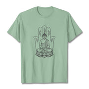 Buddha Stones Meditating Buddha Seated Hand Leaves Lotus Base Tee T-shirt - PaleGreen - 2XL - image 15