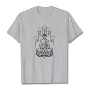 Buddha Stones Meditating Buddha Seated Hand Leaves Lotus Base Tee T-shirt - LightGrey - 2XL - image 20