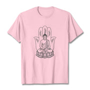 Buddha Stones Meditating Buddha Seated Hand Leaves Lotus Base Tee T-shirt - LightPink - 2XL - image 13