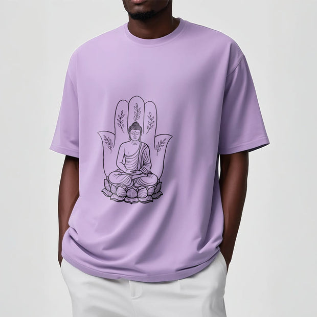 Buddha Stones Meditating Buddha Seated Hand Leaves Lotus Base Tee T-shirt - image 18