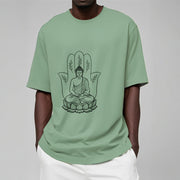 Buddha Stones Meditating Buddha Seated Hand Leaves Lotus Base Tee T-shirt - image 16
