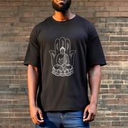Buddha Stones Meditating Buddha Seated Hand Leaves Lotus Base Tee T-shirt - image 7