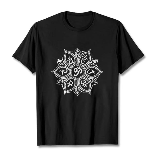Buddha Stones Mandala Flower Om Mani Padme Hum Mantra Tee T-shirt