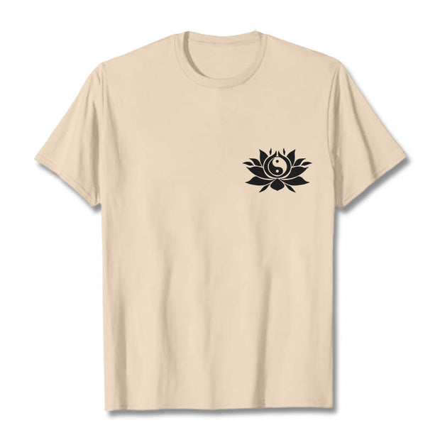 Buddha Stones Yin Yang Lotus Flower Design Tee T-shirt - Bisque - 2XL - image 13