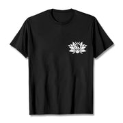 Buddha Stones Yin Yang Lotus Flower Design Tee T-shirt - Black - 2XL - image 1