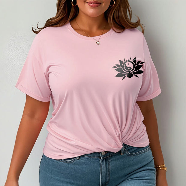 Buddha Stones Yin Yang Lotus Flower Design Tee T-shirt - image 18