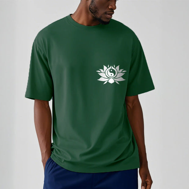 Buddha Stones Yin Yang Lotus Flower Design Tee T-shirt - image 7