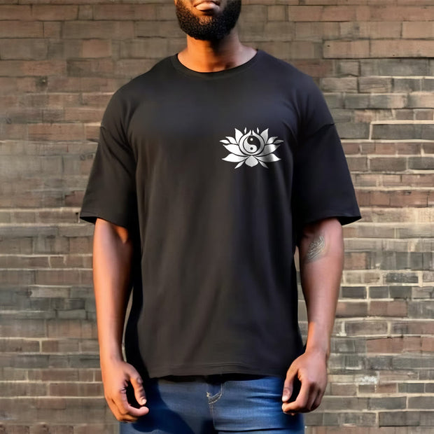 Buddha Stones Yin Yang Lotus Flower Design Tee T-shirt - image 3