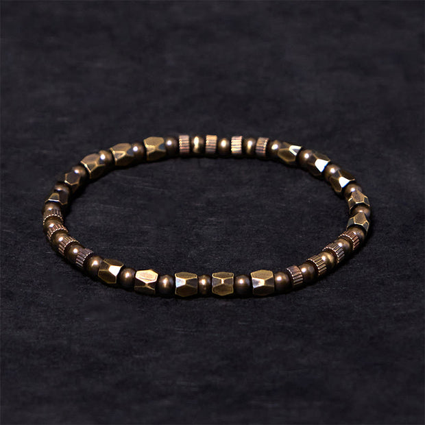 Buddha Stones Retro Distressed Irregular Design Copper Brass Luck Bracelet - 7.9-8.3in(20-21cm) - image 1