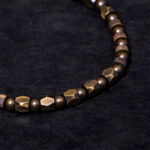 Buddha Stones Retro Distressed Irregular Design Copper Brass Luck Bracelet - image 3