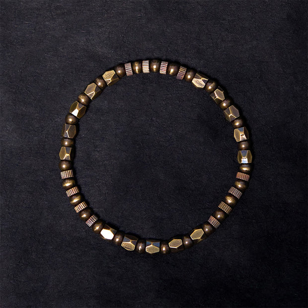 Buddha Stones Retro Distressed Irregular Design Copper Brass Luck Bracelet - image 2