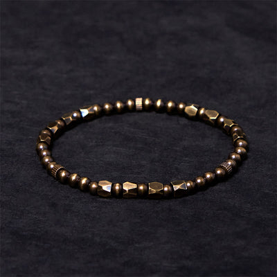 Buddha Stones Vintage Distressed Simple Design Copper Brass Beads Wealth Bracelet - 7.9-8.3in(20-21cm) - image 1