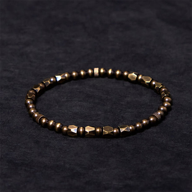 Buddha Stones Vintage Distressed Simple Design Copper Brass Beads Wealth Bracelet - 7.9-8.3in(20-21cm) - image 1