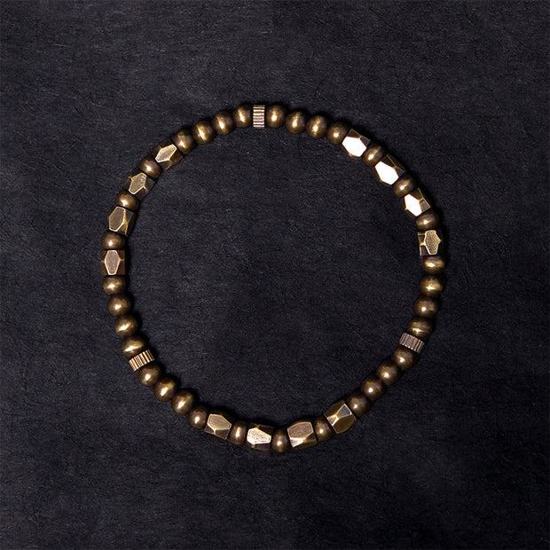 Buddha Stones Vintage Distressed Simple Design Copper Brass Beads Wealth Bracelet - image 2